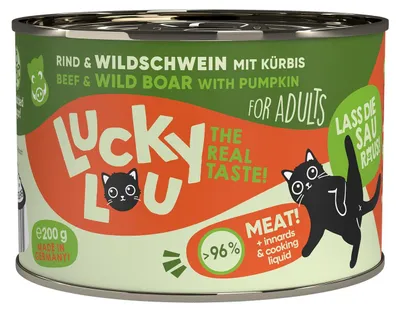 Produktbild von Lucky Lou 014695, Adult, jede Rasse, Rind, Wildschwein, 200 g, Getreidefrei