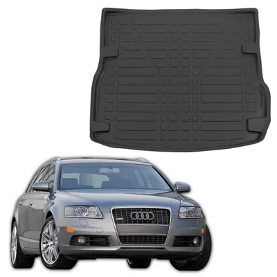 Produktbild von SCOUTT | Kofferraumwanne Laderaumwanne Kompatibel mit Audi A6 Avant / SW 2005-2010, mit Hoher Rand, Kofferraum-Schutzmatte, Geriffelt, Aufrollbar, Schwarz