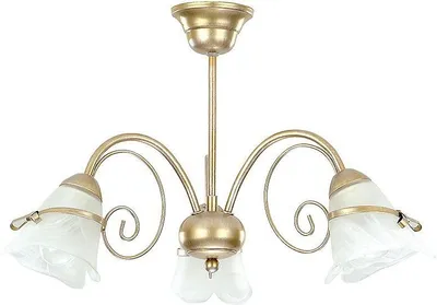 Produktbild von Gemütliche Deckenleuchte KOKORDA Gold Glas Metall 3-flammige Deckenlampe Wohnzimmer Flur