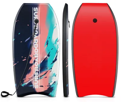 Produktbild von KOMFOTTEU 104 cm langes, leichtes Bodyboard, Boogie Board mit EPS-Kern, XPE-Deck, HDPE-Unterseite, Halbmond-Heck & Handgelenksleine für Kinder, Teenager & Erwachsene, Surfbrett für Strand, Meer, Pool