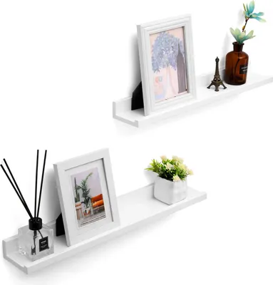 Immagine prodotto di Set di 2 mensole sospese, bianco lucido 60 x 10 cm