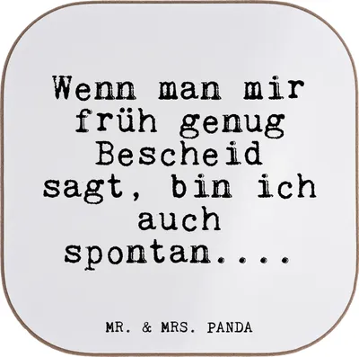 Produktbild von Mr. & Mrs. Panda Tassenuntersetzer Wenn man mir früh... - Weiß - Geschenk, Spontan, Holzuntersetzer, Freund, Untersetzer für Gläser, Spruch, Glas, Tassen, Sprüche