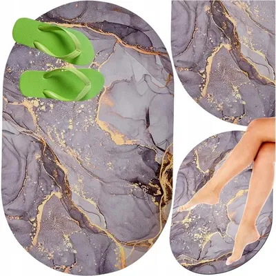 Produktbild von Badteppich 40 × 60 cm, schnelltrocknend, rutschfest, saugfähig, Badematte oval für Bad und Küche