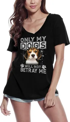 Produktbild von Damen Grafik T-Shirt V-Ausschnitt Nur meine Hunde werden mich nicht verraten - Beagle-Hund – Only My Dogs Will Not Betray Me - Beagle Dog