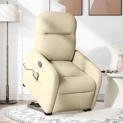 Produktbild von vidaXL Elektrischer Massagesessel mit Aufstehhilfe Creme Stoff
