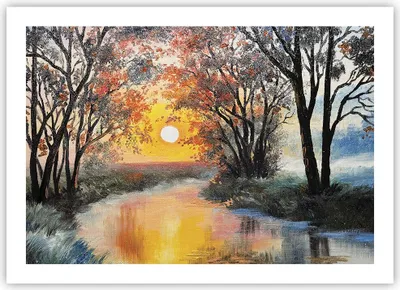 Produktbild von Poster - Poster ohne Rahmen - Fluss Sonne Bäume - 70x50 cm - Wand Bild - Wanddeko - Wandbilder - Kunstposter - Wandposter - Bilder - Kunstdruck - Wanddekoration - Wandbild - P2XAA70x50-4190