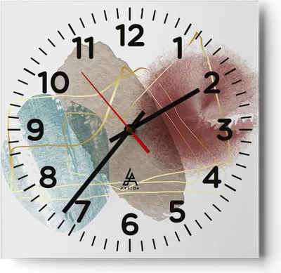 Produktbild von Wanduhr - Quadrat - Glasuhr - Form Figur Abstraktion - 30x30cm - Schleichendes Uhrwerk - Lautlos - zum Aufhängen bereit - Dekoration Modern - Wanddekoration aus Glas - C4AC30x30-5057