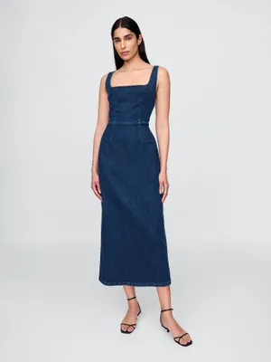 Produktbild von GAP Jeans-Midikleid Bodycon-Schnitt, ärmellos, quadratischer Ausschnitt, Rückenschlitz