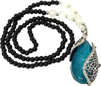 Produktbild von Halskette mit Perlen und Designer Anhänger Geschenkidee Strass Ornamente Mehndi