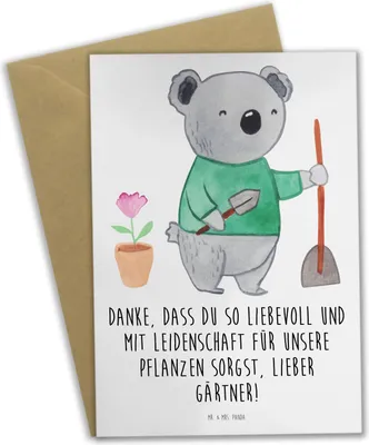 Produktbild von Mr. & Mrs. Panda Grußkarte Lieber Gärtner - Weiß - Geschenk, Freude, glückwunschkarten, weihnachtskarten, Dankbarkeit, babykarte, Danke sagen, Aufmerksamkeit, Bedanken