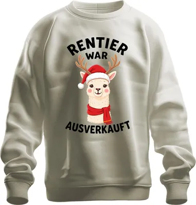 Produktbild von Rentier war t Alpaka Weihnachten lustig Geschenk Uni Sweatshirt Pullover, Natur, XXL