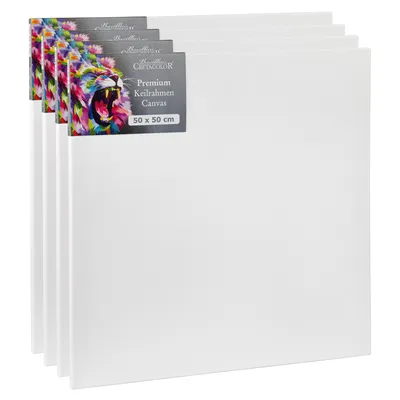 Immagine prodotto di Telaio Cretacolor 50x50 cm - 4 pezzi - Set di tele - Tela da pittura di alta qualità su telaio in legno - Tela in cotone per acrilico, olio e tecnica mista