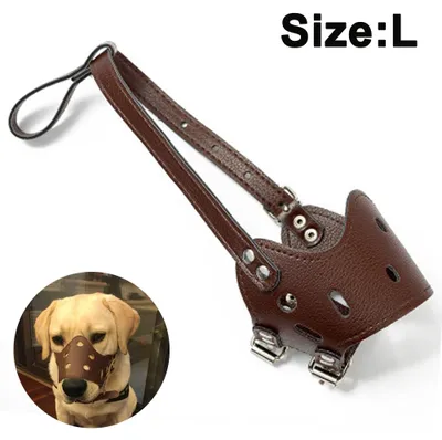 Produktbild von Hundemaulkorb aus Kunstleder, beiß- und verschluckungssicher, geeignet für mittelgroße und große Hunde, braun, Größe L