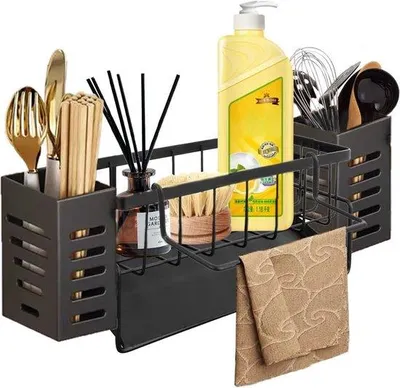 Produktbild von Famanu Spülbeckenorganizer mit automatischer Abflussfunktion - Schwarz