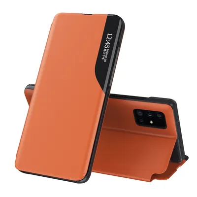 Obrázek produktu pro Pouzdro pro Galaxy A71, Smart View Okénko Flip StojánekPolyuretanKožené Ochranné Pouzdro pro Samsung Galaxy A71 Pomerančový