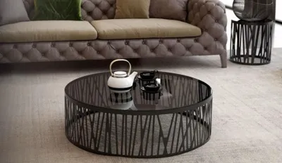 Image de Table basse design moderne Table d'appoint en verre Ensemble de tables de salon