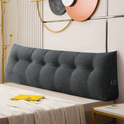 Image de Coussin dorsal Coussin lombaire Coussin de lecture pour lit Canapé 180x50x20cm Gris foncé