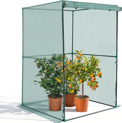 Produktbild von Pflanzenschutzzelt - Gewächshaus für Hochbeete - 120 x 120 x 180 cm - Reißverschluss-Tür - Windfest - Feinmaschiges Pflanzenschutznetz - Für Garten, Terrasse & Rasen