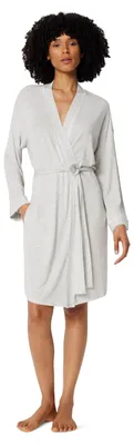 Image de A. Peignoir long à manches longues pour femmes, en mélange de modal, couleur gris clair