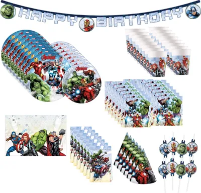 Produktbild von 76-tlg. Avengers Infinity Stones Party Set für Kindergeburtstag
