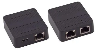 Obrázek produktu pro Síťový přepínač, 1x2 RJ45, Store-and-Forward, ABS, USB-C, 5 V, černý – volba: 100 Mb/s