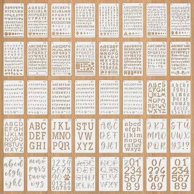 Produktbild von Buchstaben und Zahlen Schablonen 17.8 x 10.2 cm, Kunststoff, für Malen