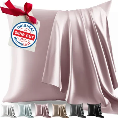 Produktbild von Kissenbezug aus 100 % Seide, 80 x 80 cm | Gewicht: 22 Momme, ideal für Haut und Haar | Höchste Qualitätsklasse 6A | Streng  in der Schweiz | *-er Seidenkissenbezug, hellrosa