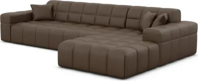 Produktbild von Kunstleder L-Form Sofa Nivara Dunkelbraun Rechts