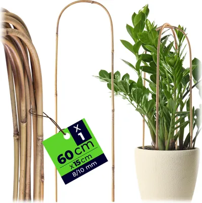 Produktbild von KADAX Bambusstab in U-Form, 60cm x 8/10mm x 15cm, Rankbogen aus Bambus, stabile Rankhilfe in Bogenform, Pflanzstab für Kletterpflanzen, Pflanzenstütze