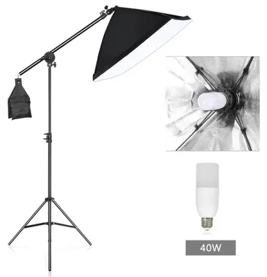 Obrázok produktu pre Stojacia lampa, nastaviteľná výška, ľahká a prenosná, s 40W žiarovkou a tienidlom