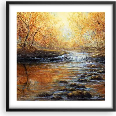 Produktbild von Gerahmtes Poster - Schwarzer Rahmen - Bach Park Baum - 50x50 cm - Wand Bild - Wanddeko - Wandbilder - Kunstposter - Wandposter - Bilderrahmen - Bilder - Kunstdruck - Wandbild - P2BAC50x50-3973