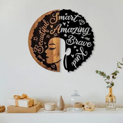 Produktbild von Wanddekoration - einzigartiges Design - 1 Stück - Holz und Metall - 56 x 59 cm