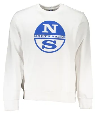 Produktbild von Weißes Herren-Langarm-Sweatshirt ohne Reißverschluss mit Druck und Logo
