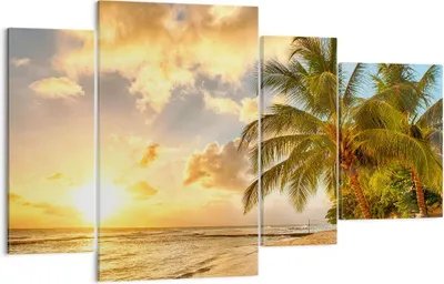 Produktbild von Bild auf Leinwand - Leinwandbild - Strand Meer Palme - 120x70cm - Wand Bild - Wanddeko - Wandbilder - Leinwanddruck - Bilder - Kunstdruck - Wanddekoration - Leinwand bilder - Wandkunst - DL120x70-3606