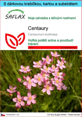 Obrázek produktu pro SAFLAX Dárková sada - Centaury - Centaurium erythraea - 250 Semena - S dárkovou krabičkou, přepravním štítkem, dárkovou kartou a pěstebním médiem