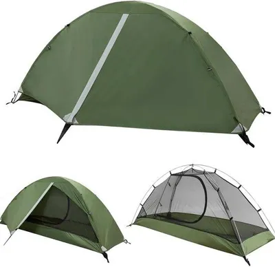 Productafbeelding van Eenpersoons tent, ultralicht, kleine reistent voor individuen, waterdicht, snel op te zetten, dubbele wandconstructie, geschikt voor kamperen, motorreizen, wandelen, trekking en festivals