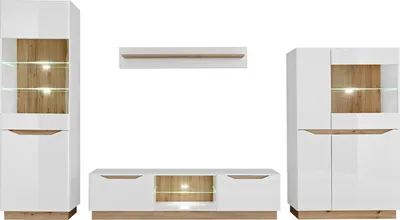 Produktbild von Wohnwand FAME, Wohnzimmerset, Wohnzimmer, Wand, Regal, TV Wand (WEISS / ARTISAN)