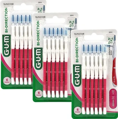 Produktbild von 3x GUM Bi-Direction Large - Interdentalbürsten pink 1,2 mm - 3x 6 Stück