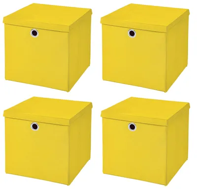 Faltboxen 28x28x28 cm mit Deckel, 4er-Set, Polypropylen