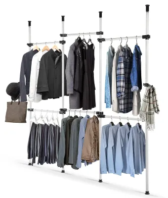 Teleskop-Kleiderständer 4 Stangen 6 Kleiderstangen 230-330 cm