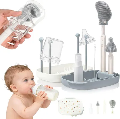 Produktbild von Flaschenbürsten-Set 6-in-1, Silikon, hitzebeständig, 1 Set, für Flaschenreinigung