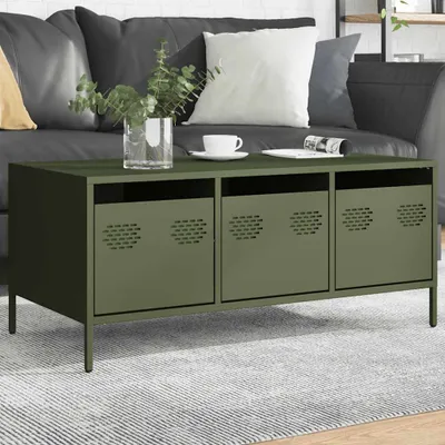 Produktbild von Maison Exclusive - Couchtisch Olivgrün 101,5x50x43,5 cm Kaltgewalzter Stahl