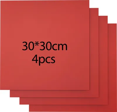 Produktbild von 4 Stš¹ck 3mm Farbige Sperrholzplatten 30x30cm, ungemeistert fš¹r Modellbau, Laserschneiden & Gravieren, Rot