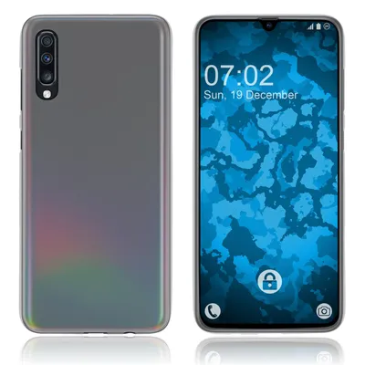 Produktbild von PhoneNatic Case kompatibel mit Samsung Galaxy A70 - transparent-weiß Silikon Hülle matt + 2 Schutzfolien