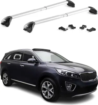 Productafbeelding van Draagstangen voor Kia Sorento, modeljaar 2015-2020, aluminium, zilver, 2-delig, met ABE-certificaat