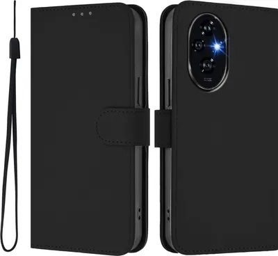 Produktbild von Hülle für HONOR 200 - Phonesta Soft Skin Book Wallet Klapphülle mit Kordel - Schwarz