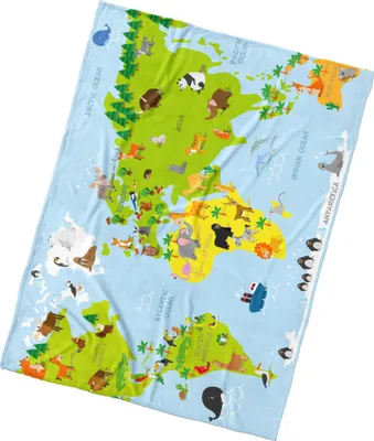 Immagine prodotto di Coperta per bambini Mappa degli animali 150x200 cm
