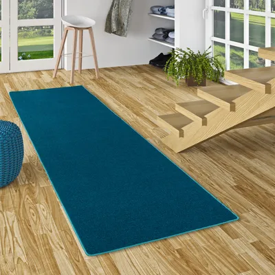 Produktbild von Hochflor Velours Läufer Teppich Luna Petrol, Größe:80x160 cm