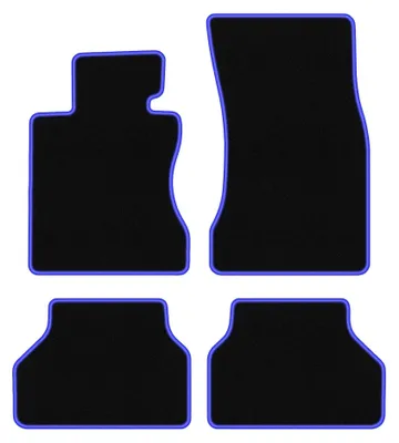 Produktbild von Velours-Fußmatten für BMW 5 E60 2003-2010 (Limousine) – 4-tlg, Schwarz/Blau, passgenau – Wielganizator CARLUX