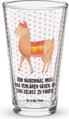 Produktbild von Mr. & Mrs. Panda Bierglas Alpaka Stolz - Transparent - Geschenk, Wasserglas, Cocktailglas, Longdrinkglas, Glas, Tumbler, Lama
